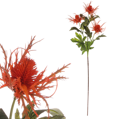 Eryngium - umělá květina, oranžová barva. KUL014 OR