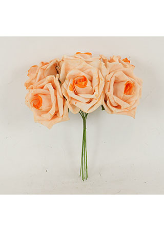 Růžičky, puget 6ks, barva lososvá. Květina umělá pěnová. PRZ755553