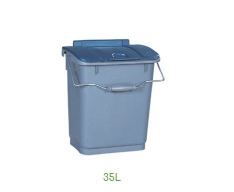 Odpadkový koš na tříděný odpad MODULOBAC 35 l, 35 l,šedá nádoba, modré víko