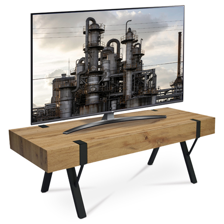 TV stolek 120x40x40 cm, MDF deska, 3D dekor divoký dub, kov - černý lak AHG-262 OAK
