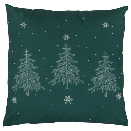 Polštář s výplní, samet. Vánoční motiv, stromek na zeleném podkladu. 45x45 cm. UBR045