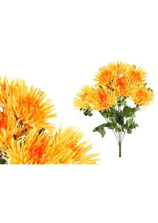 Chryzantéma puget, barva žluto-oranžová, umělá květina. KU4323