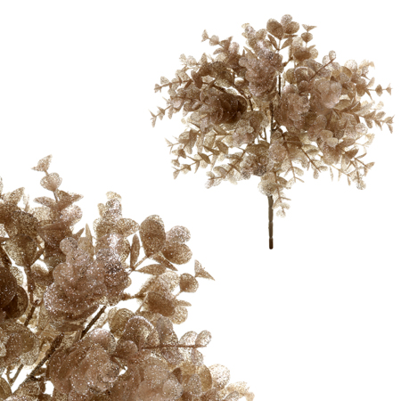 Eukalyptus, květina umělá plastová, barva měděná ojíněná SG6062-COP
