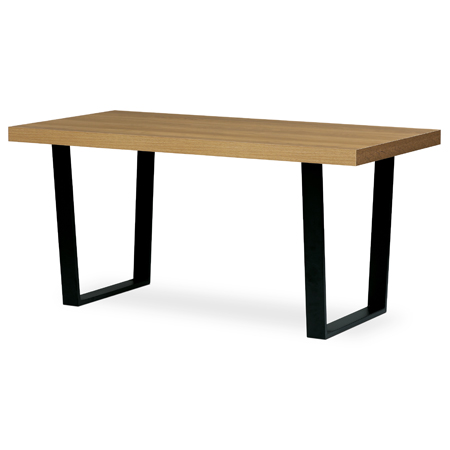 Jídelní stůl, 160 x 80 x 76 cm, MDF deska, 3D dekor dub, kovové nohy, černý lak HT-514 OAK