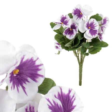 Maceška - kytice z umělých květin, barva fialovo - bílá. KT7185