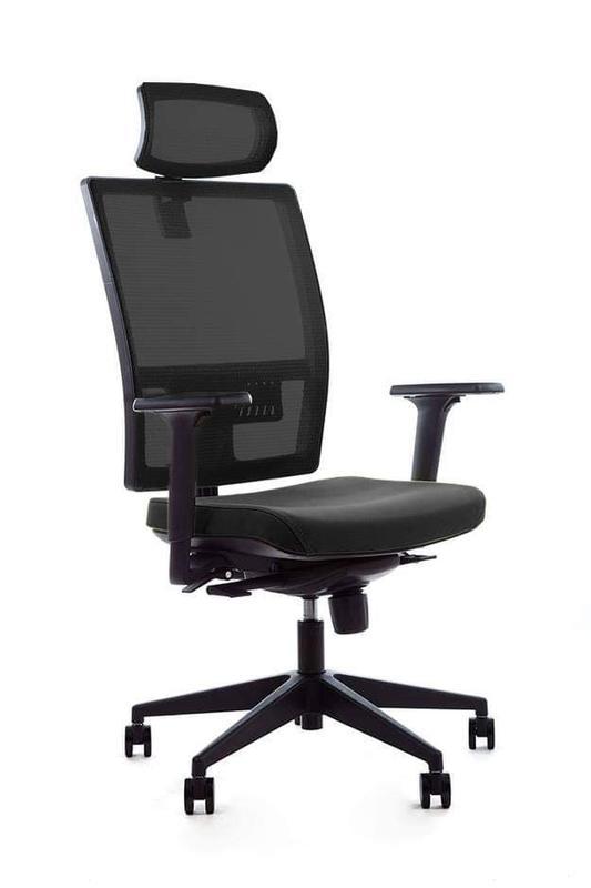 Emagra kancelářská židle M1 s opěrkou hlavy a područkami, černá