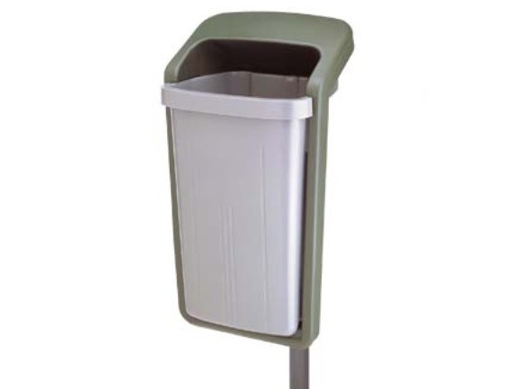 Odpadkový koš Elegant 50 l, zelený rám, šedá nádoba
