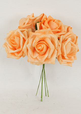 Růžičky, puget 6ks, barva oranžová. Květina umělá pěnová. PRZ755546