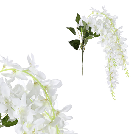 Orchidej, převislá větev, bílá barva. KN7033 WT