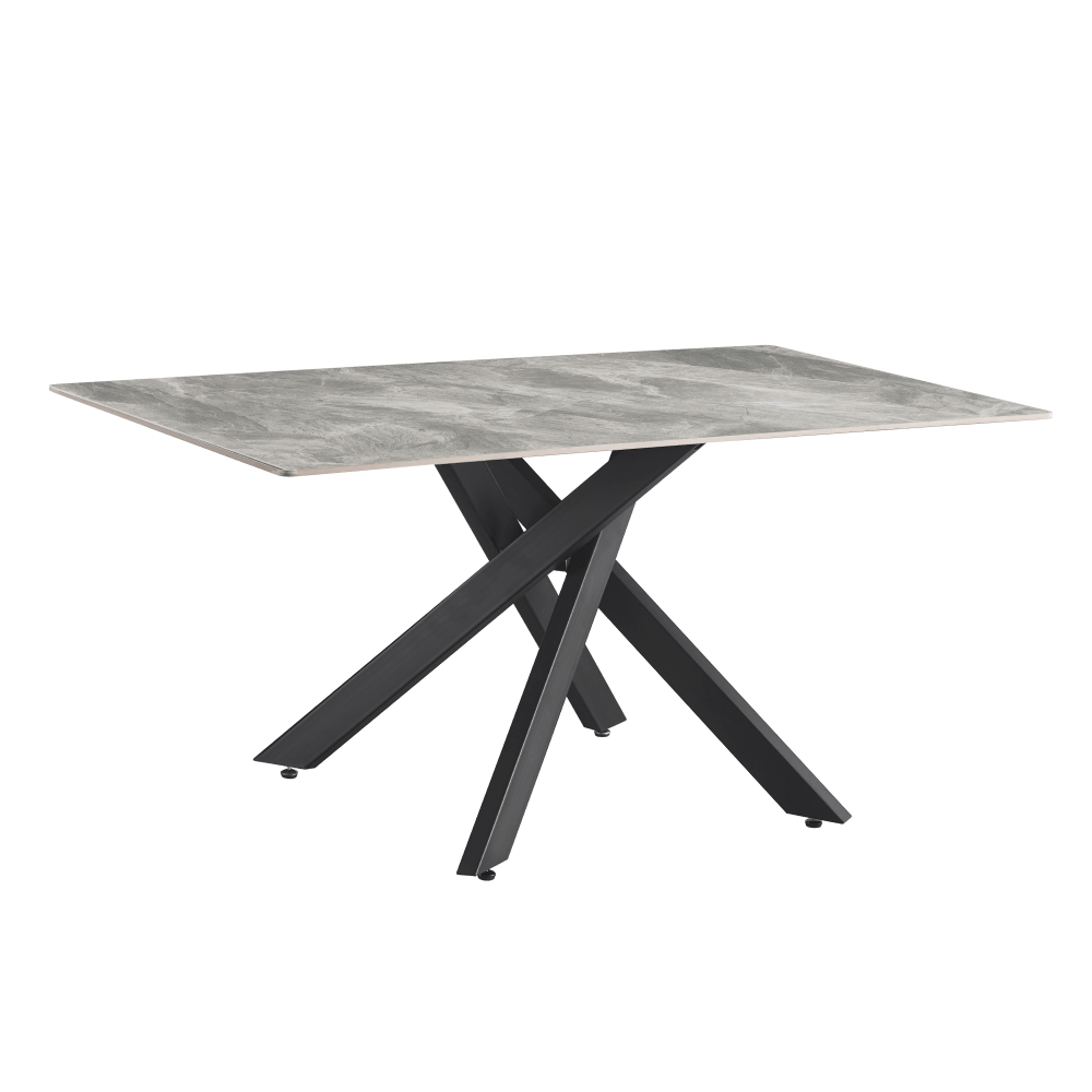 Jídelní stůl, světle šedá/černá, 160x90 cm, ZENOS