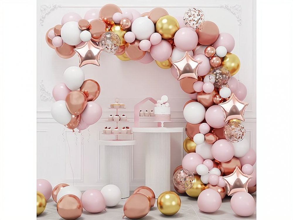 Velká sada balónků na girlandu růžovo-zlatá 117 ks