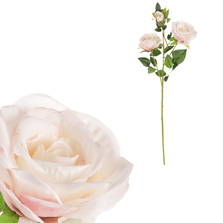 Růže, dva květy s poupětem, barva smetanovo-růžová. Květina umělá. KN5115-PINK-LH