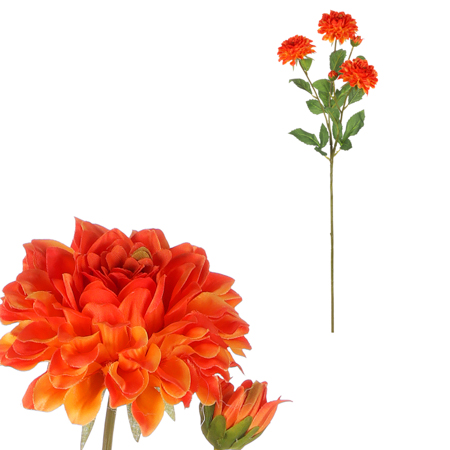 Jiřina - umělá květina, 5 květů, oranžová barva. KT7916 OR