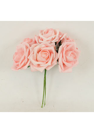 Růžičky, puget 6ks, barva růžová. Květina umělá pěnová. PRZ755560