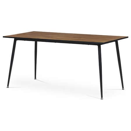 Jídelní stůl, 160x80, deska MDF, dýha divoký dub, kovové nohy, černý lak AT-686 OAK