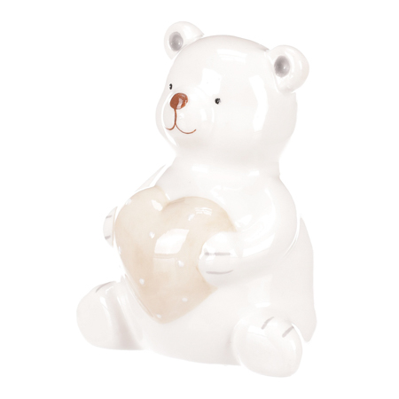 Medvídek keramický, držící srdce. KER415-S