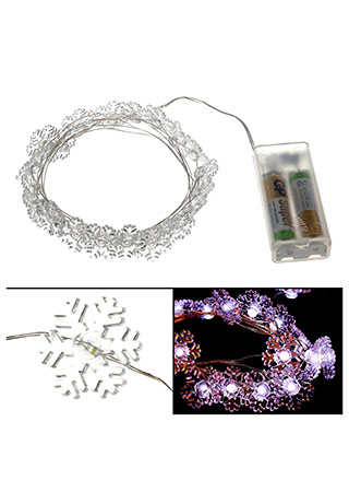 Řetěz s LED světýlky na baterie, sněhová vločka, barva studená bílá LED877057