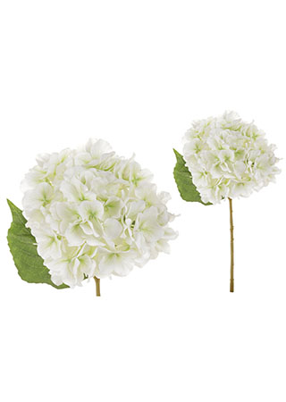 Hortenzie, barva bílo-zelená. Květina umělá. KN5114-WH-GR