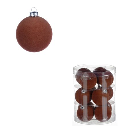 Vánoční sametové koule - pr. 5 cm, hnědé. Cena za 1 box/12 ks. VAK133 BR