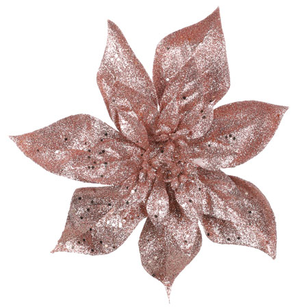 Vánoční růže na klipu, barva růžová s glitry. NL0149 PINK