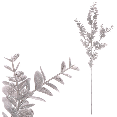 Eukalyptus větev - stříbrná barva s glitry. SG6087-SIL