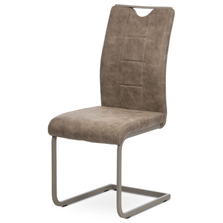 Jídelní židle, lanýžová látka v dekoru vintage kůže, kov-lanýž.lak DCL-412 LAN3