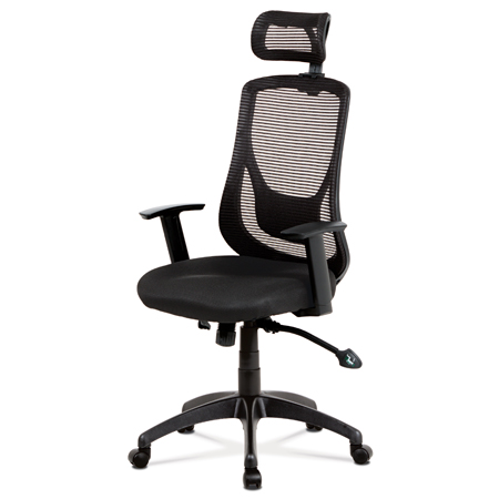 Kancelářská židle, synchronní mech., černá MESH, plast. kříž KA-A186 BK