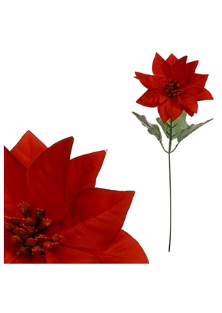 Květina umělá. Poinsécie, vánoční růže , barva červená 1-hlavá UK-0025