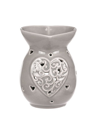 Aroma lampa, tvar srdíčka, šedivá barva, porcelán. ARK3521-GREY