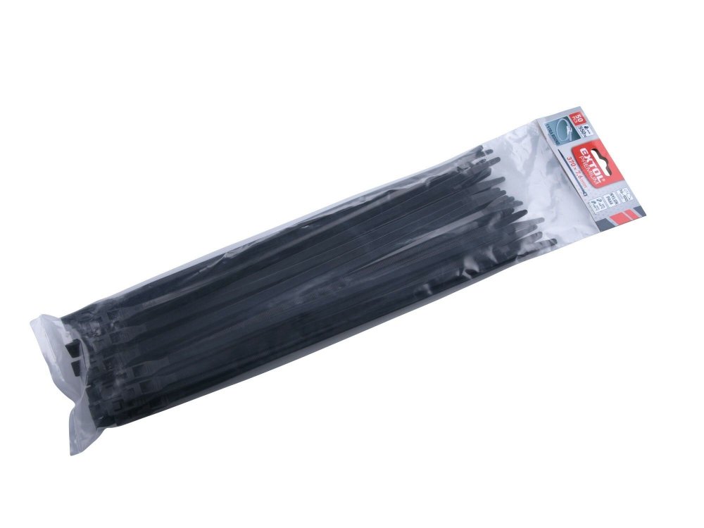 Pásky stahovací na kabely EXTRA, černé, 200x3,6mm, 100ks, nylon PA66 EXTOL-PREMIUM