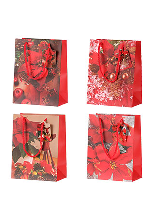 Taška dárková papírová, mix 4 druhů, cena za 1 kus, vánoční motiv SF35183