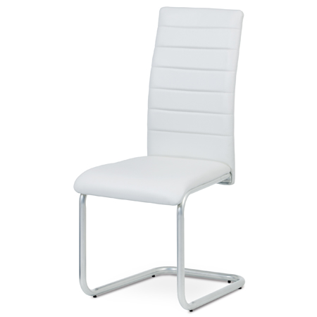 Jídelní židle, potah bílá ekokůže, kovová podnož, šedý matný lak DCL-102 WT