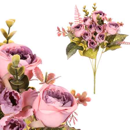 Růže - umělá kytice, barva lila. KN6143-LILA