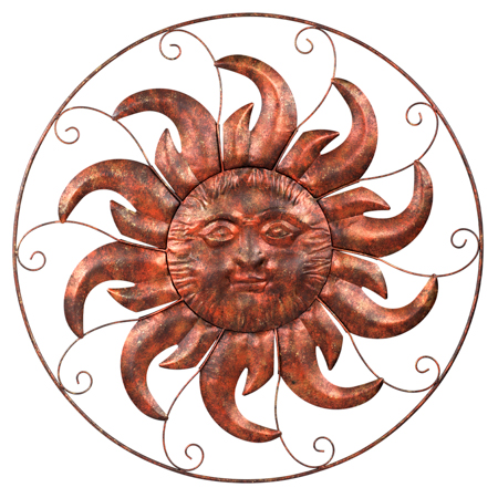 Slunce, kovová nástěnná dekorace. UM1012 COP-ANT
