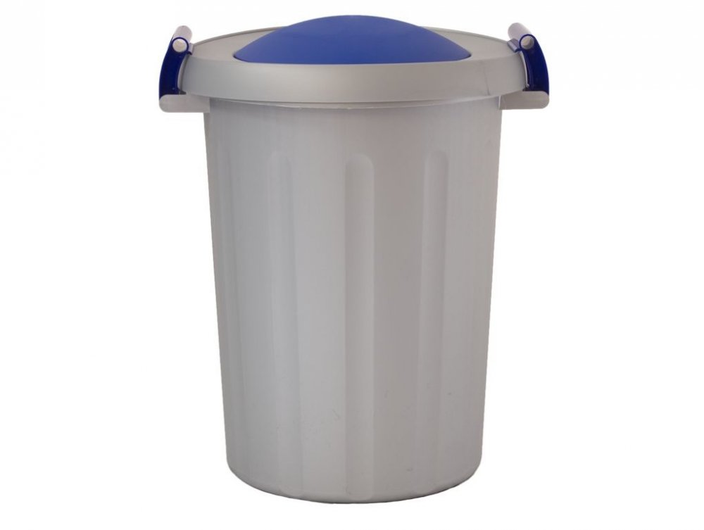Odpadkový koš na tříděný odpad CLICK 25 l, šedá nádoba, modré víko
