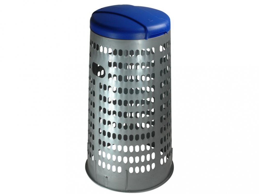 Stojan na odpadkové pytle ECO TRESPOLO 110 l, šedá nádoba, modré víko