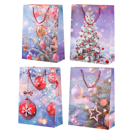 Taška dárková papírová, mix 4 druhů, cena za 1 kus, vánoční motiv SF1340-XL