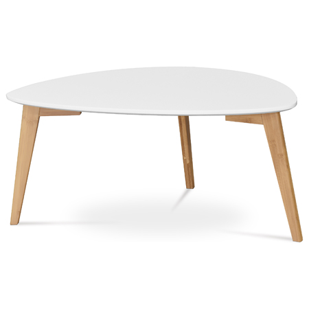 Stůl konferenční 85x48x40 cm, MDF bílá deska, nohy bambus přírodní odstín AF-1182 WT