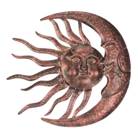 Slunce s měsícem, kovová nástěnná dekorace. UM1005 COP-ANT