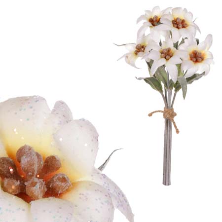 Flanelový květ v pugetu, krémová barva. UKK251 CRM