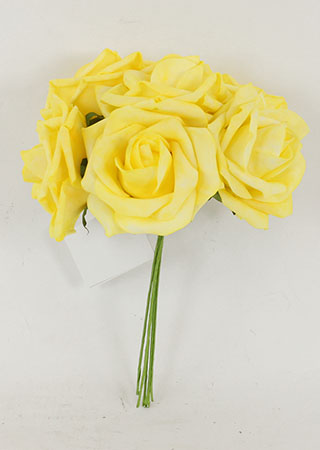 Růžičky, puget 6ks, barva žlutá. Květina umělá pěnová. PRZ755577