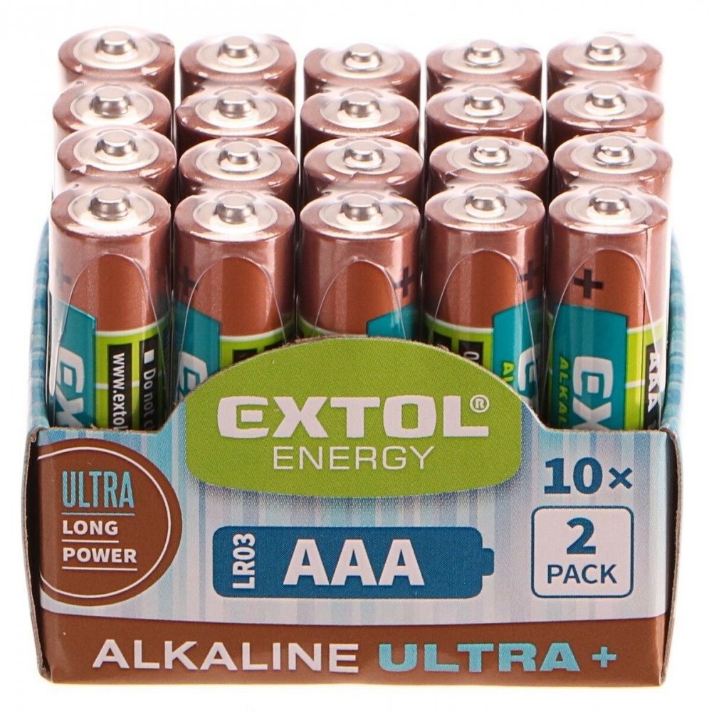 Baterie alkalické EXTOL ENERGY ULTRA +, 20ks, 1,5V AAA (LR03) EXTOL-LIGHT