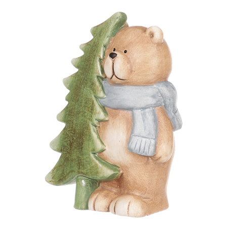 Medvěd se stromkem, keramická dekorace. MT457