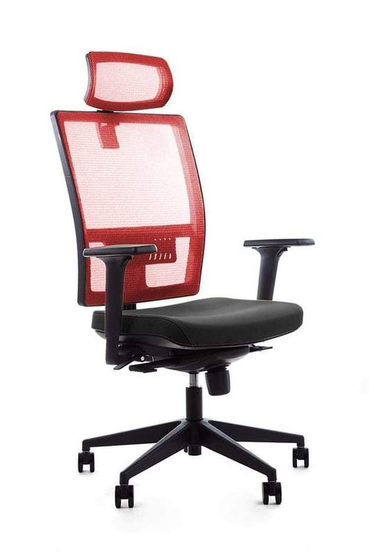 Emagra kancelářská židle M1 s opěrkou hlavy a područkami, červená