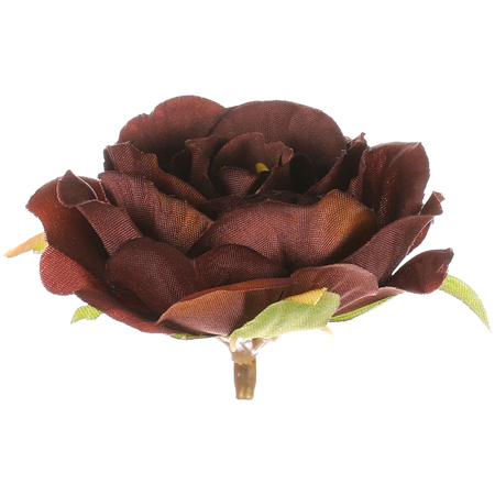 Růže, barva tmavě hnědá. Květina umělá vazbová. Cena za balení 12 kusů. KN7002 BR-DK