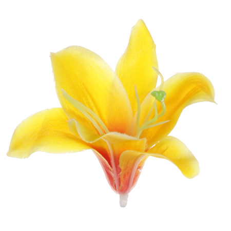 Lilie, barva žlutá. Květina umělá vazbová. Cena za balení 12ks. KN7028 YEL