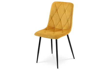 Jídelní židle, potah žlutá sametová látka, kovová 4nohá podnož, černý lak DCH-415 YEL4