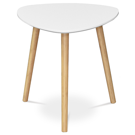 Stůl konferenční 40x40x40 cm, MDF bílá deska, nohy bambus přírodní odstín AF-1132 WT