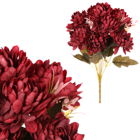 Chryzantéma - umělá kytice, barva bordó. KN6144 BOR