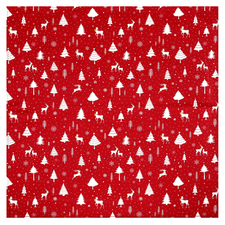 Ubrus červený - vánoční vzor, 100% polyester, 80 x 80 cm UBR094-3